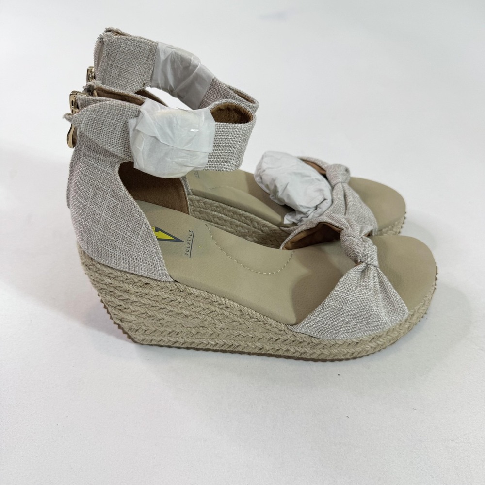 Volatile Mirasol Wedge Shoes Womens Size 8 Beige Espadrille Platform Ankle Strap